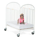 Foundations Pinnacle Compact Folding Steel Crib with Oversized Casters and Foam Mattress