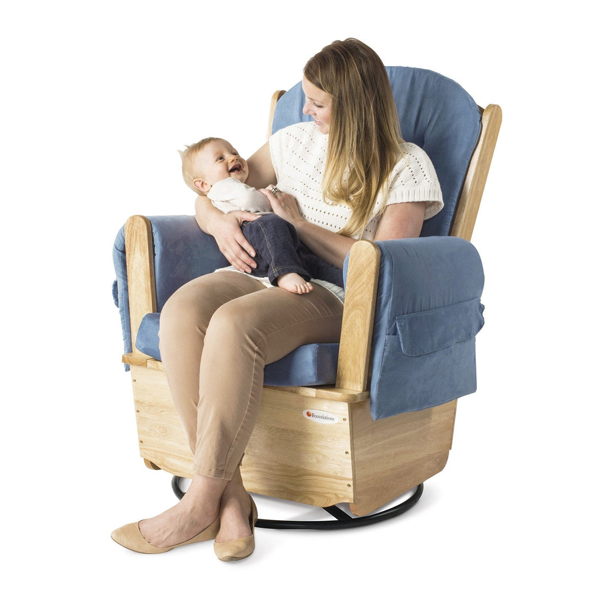 Foundations SafeRocker SS Swivel Glider Rocker Natural Blue