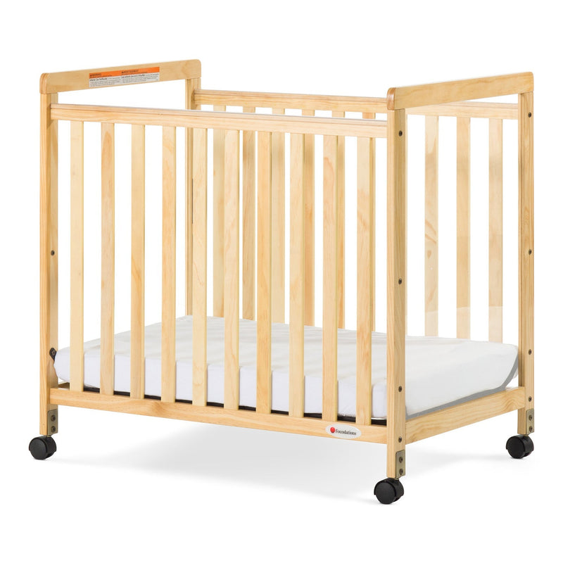 Foundations Safetycraft Fixed-Side Child Care Crib with Adjustable Mattress Board - Clearview-Natural