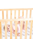 Foundations Safetycraft Fixed-Side Child Care Crib with Adjustable Mattress Board - Slatted-Natural