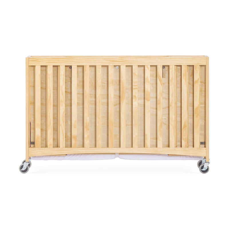 Foundations Travel Sleeper Full-Size Folding Wood Crib with 3" Foam Mattress and Oversized Casters - Natural