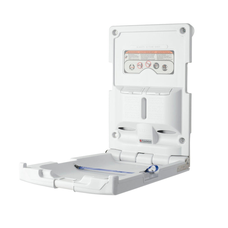 Foundations Vertical Surface Mount Public Washroom Baby Changing Station (EZ Mount Backer Plate Included)