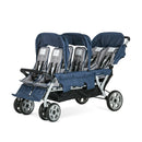 Gaggle Jamboree 6-Seat Large Family or Child Care Center Stroller with Canopy by Foundations - Navy/Gray