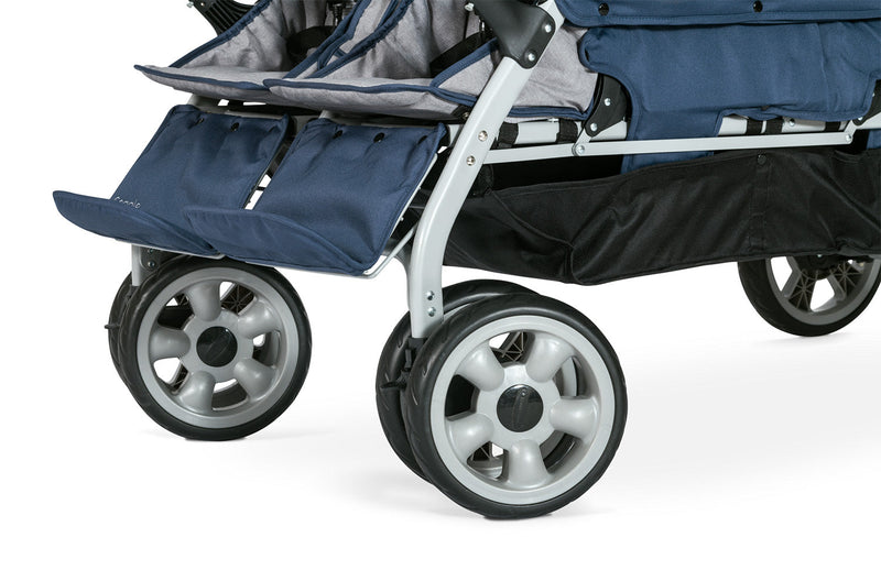 Gaggle Jamboree 6-Seat Large Family or Child Care Center Stroller with Canopy by Foundations - Navy/Gray
