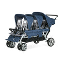 Gaggle Jamboree 6-Seat Large Family or Child Care Center Stroller with Canopy by Foundations - Navy/Gray