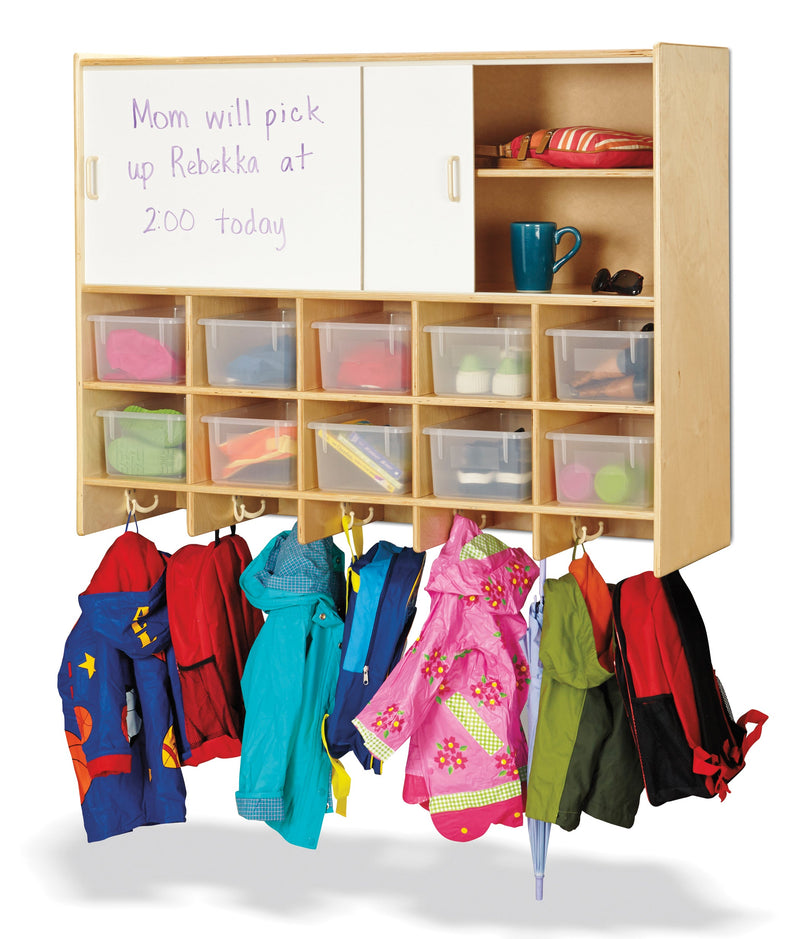 Jonti-Craft 10 Section Wall Mount Coat Locker with Storage – with Colored Cubbie-Trays