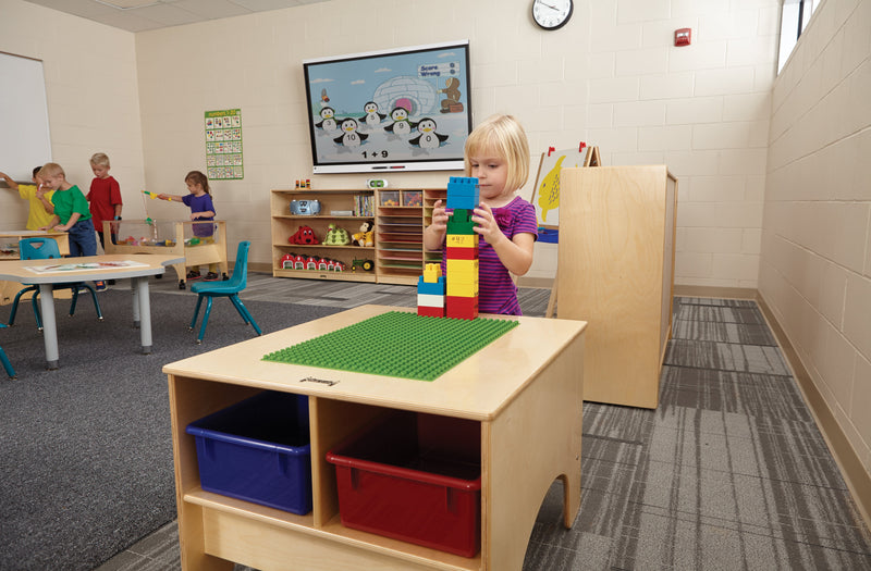 Jonti-Craft KYDZ Building Table - Preschool Brick Compatible - with Colored Tubs