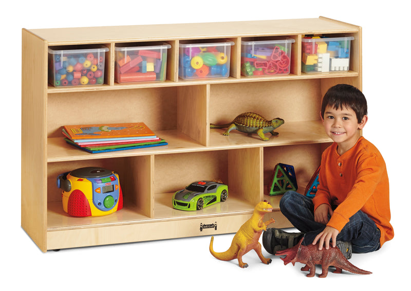 Jonti-Craft Low Combo Mobile Storage Unit - with Colored Bins