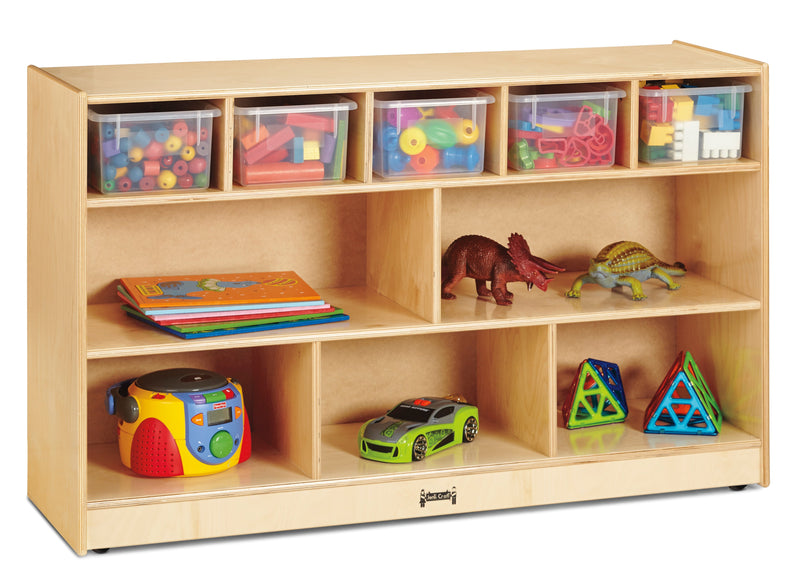 Jonti-Craft Low Combo Mobile Storage Unit - with Colored Bins