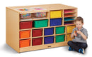 Jonti-Craft Mobile Twin Storage Island - with Colored Trays