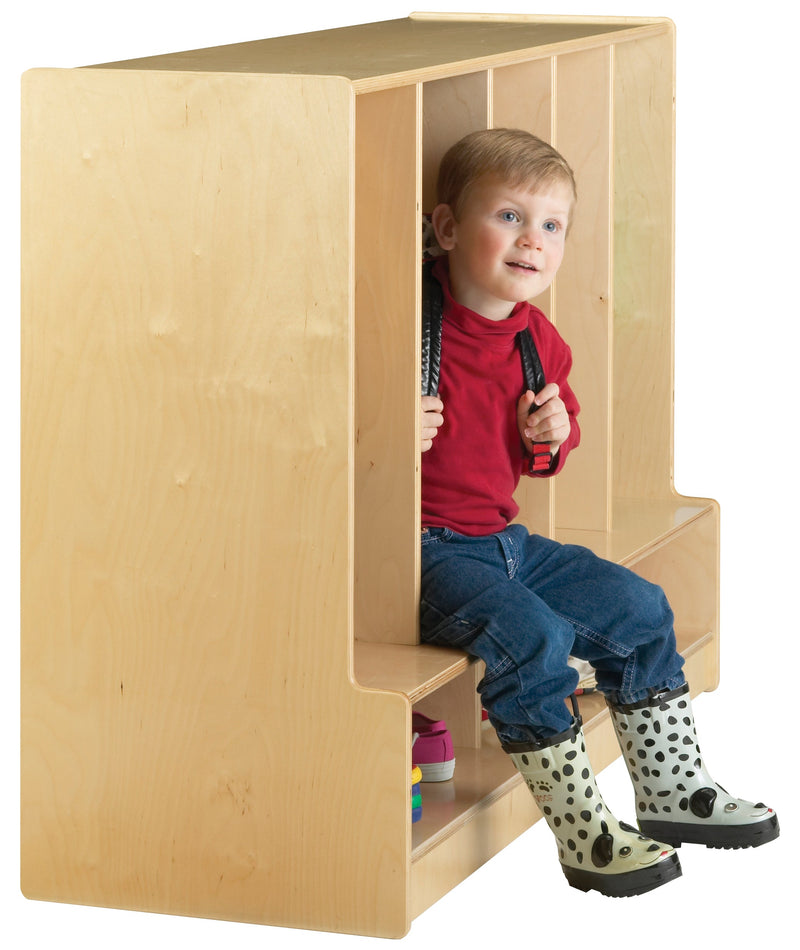 Jonti-Craft Toddler 5 Section Coat Locker with Step - with Clear Cubbie-Trays