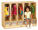 Jonti-Craft Toddler 5 Section Coat Locker with Step - with Clear Cubbie-Trays