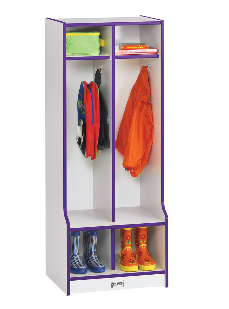 Rainbow Accents 2 Section Coat Locker with Step - Purple
