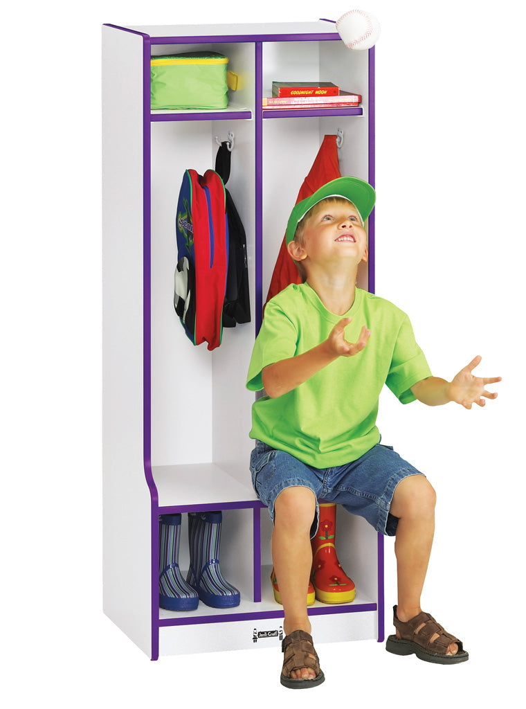 Rainbow Accents 2 Section Coat Locker with Step - Purple