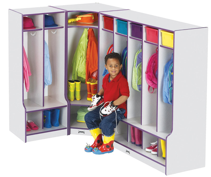 Rainbow Accents 2 Section Coat Locker with Step - Purple