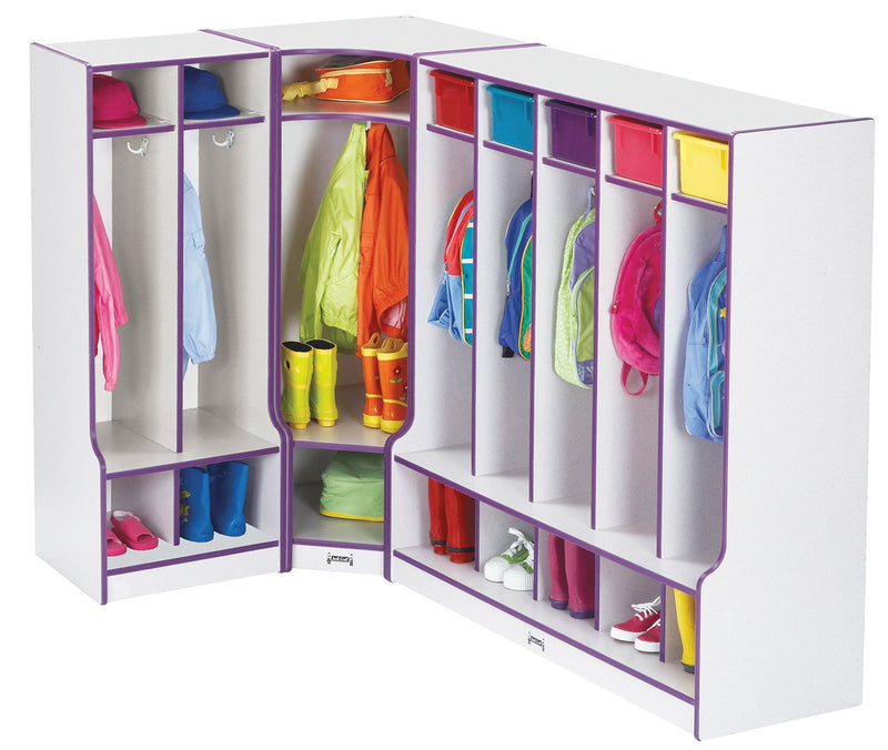 Rainbow Accents 2 Section Coat Locker with Step - Purple