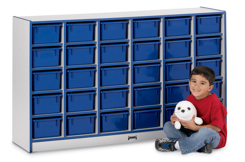 Rainbow Accents 30 Cubbie-Tray Mobile Storage - with Trays - Black