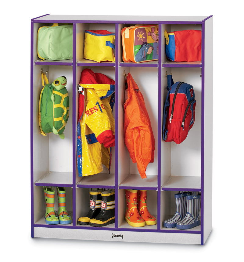Purple Coat Rack Rainbow Accents 4 Section Coat Locker - Purple
