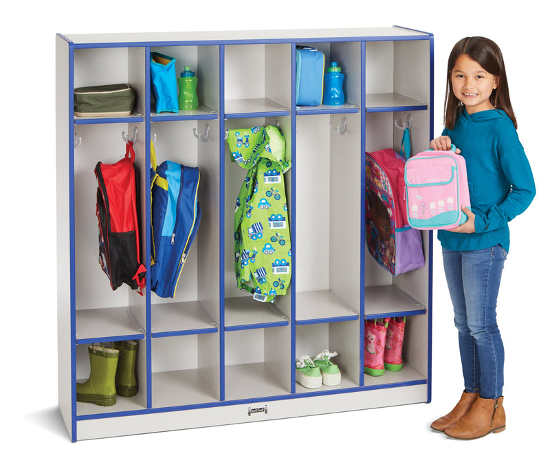 Rainbow Accents 5 Section Coat Locker - Teal