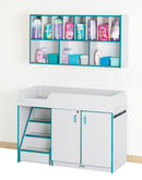 Rainbow Accents Diaper Changer with Stairs - Left - Navy