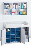 Rainbow Accents Diaper Changer with Stairs - Right - Navy