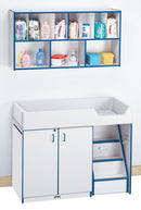 Rainbow Accents Diaper Changer with Stairs - Right - Teal