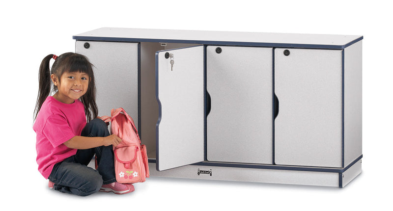 Rainbow Accents Stacking Lockable Lockers - Triple Stack - Blue