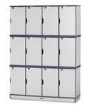 Rainbow Accents Stacking Lockable Lockers - Triple Stack - Teal