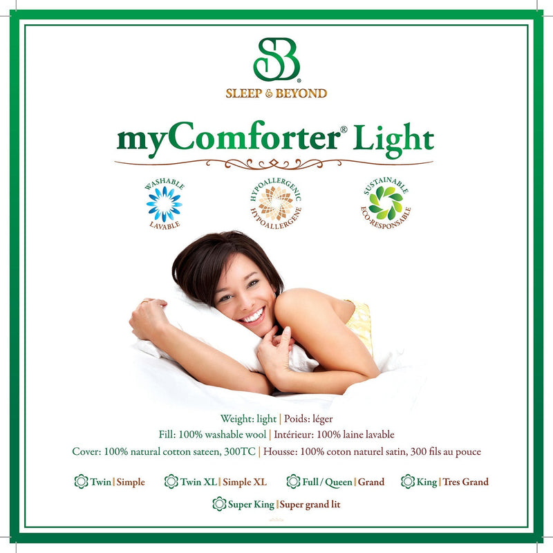 Sleep & Beyond myComforter 100% Washable Light Weight Wool Comforter