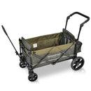 Wonderfold X2 Woodland Green Pull and Push Double Stroller Wagon with Automatic Magnetic Seatbelt Buckles - 2 Seater